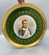 Assiette portrait Napoléon – Limoges B & Cie – Bord vert or – Rehaussé main