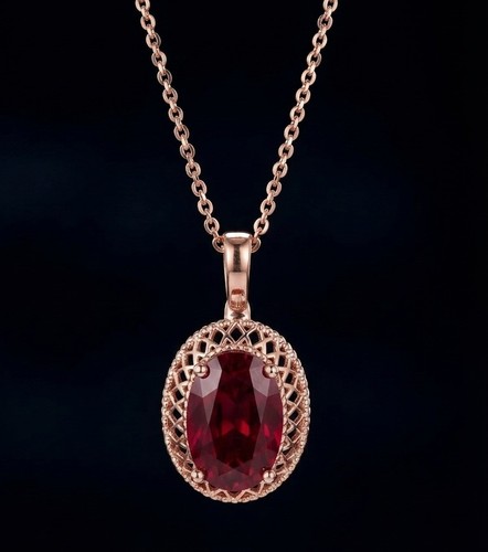 Vintage ruby oval pendant - ruby,