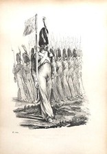 Gravure (vers 1880) : SOLDAT EN UNIFORME, MILITARIA, GUERRE
