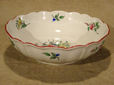 Saladier rond faïence Lunéville KG modèle réverbère décor floral Ø 23,3 cm