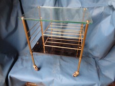 TABLE SELLETTE DESSERTE ROULANTE PORTE DISQUES VINYLES REVUES VINTAGE SCANDINAVE