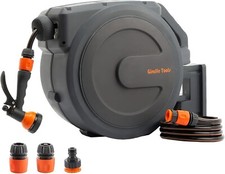 Enrouleur de tuyau rétractable à fixation murale, 25 + 2 m, pivotant à 180°