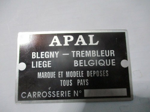Plaque identification apal - plaque, d’identification