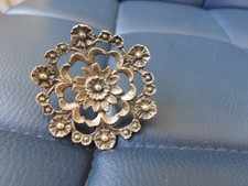 Ancienne poignée bouton de tiroir bureau porte meuble coffre en bronze ajouré