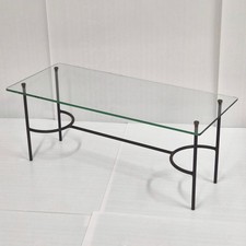 TABLE BASSE VINTAGE 1950 ACIER LAQUE NOIR & VERRE 50S 1950S DLG PIERRE GUARICHE