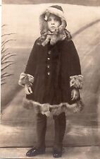 BJ266 Vintage Photo Card RPPC Child Girl Fur Coat