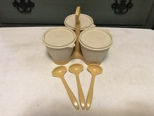 Vintage Tupperware Condiment Caddy #757, Bowls #758,  Spoons & seals