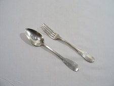 ANTIQUE SOLID SILVER POINCONS SPOON & FORK COVER