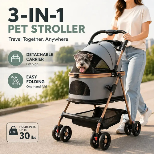 Folding pet stroller - folding,