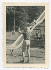 Vintage Original Photo Snapshot Child Slide Games - SA798