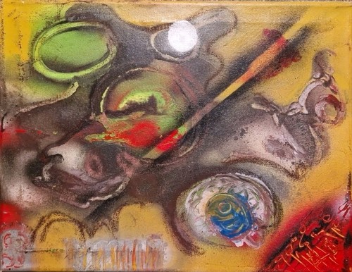 Tableau abstrait outsider art - abstrait,