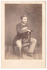 Portrait of Young Man with Califourchon Chair Photo Albumin 1865 Dry Stamp PLF