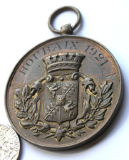 1921 France , Roubaix,Colombophiles, pigeon-fancier bronze medal 50mm/dia