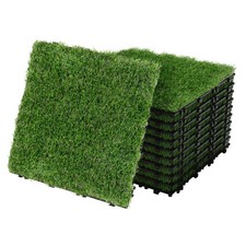 Gazon synthétique dalle à clic revêtement sol artificielle 30x30 cm 1m² 11 pcs
