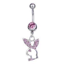 Bijoux Corps Nombril Piercing Lapin Diamant Violet Argent Violet Playboy REF 13