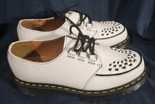 Dr Martens Ramsey Smooth Leather Creeper White Black Women SZ 9 Men 8 New No Box