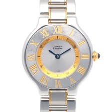 CARTIER Must21 Watches 1340 Stainless Steel Gold Plated Overhauled used