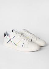 $280 Paul Smith White Abstract 'Rex' Leather Sneakers Trainers US 14