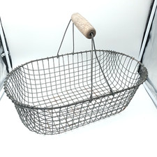 OLD VINTAGE BOURRICHE MARCH MUSHROOM PICKING WIRE BASKET