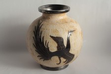 Large Roger GUERIN Bouffioulx Belgium Bird Sandstone Vase (62103)
