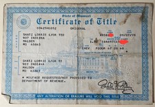 Classic Collectible 1967 Chevrolet Impala 4dr Missouri Certificate Of Title