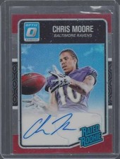 CHRIS MOORE 2016 DONRUSS OPTIC ON CARD ROOKIE RED HOLO AUTO RC #D 50/50