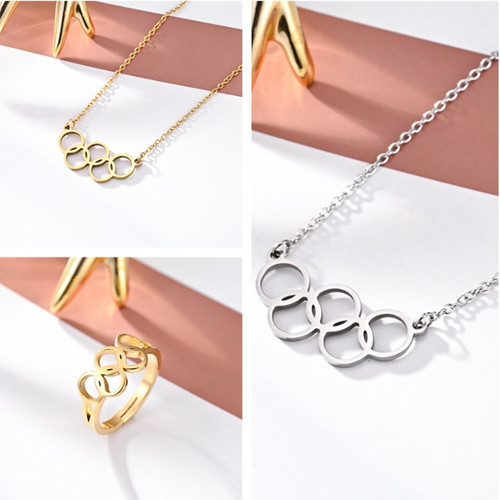 Pendentif collier cinq - , anneaux