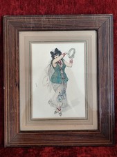 Original Mixed Media Painting and Ink Drawing.  oriental dancer, painting 