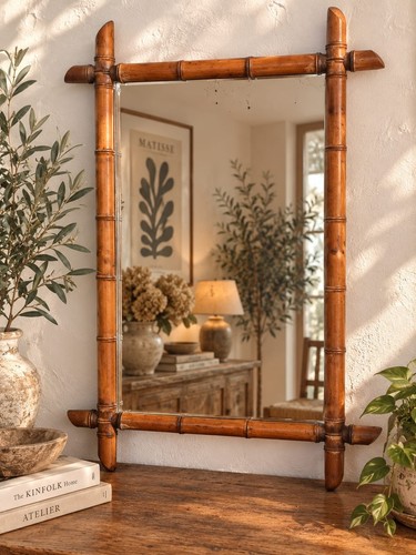 Miroir ancien faux bambou - , en