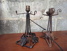 2 pieds de lampe en fer forger Art Déco