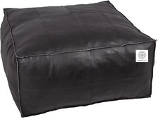 Repose-pieds ottoman en cuir non rembourré boho marocain véritable neuf...