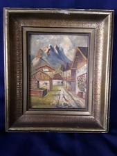 TABLEAU MONTAGNE TYROL AVEC CADRE  SIGNE 