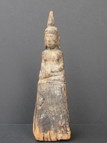 Antique bouddha bois laos - en,