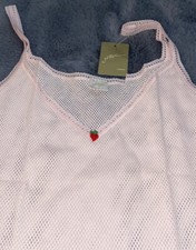 Vintage Gottex Lingere Pink Strawberry Fishnet Large NWT 1980s