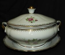 * Fine porcelain service FRANCE dish + soup bowl (flowers & gilding) type Limoges