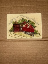 Vintage Summer Barn & Silo Crewel Embroidery Kit Jiffy Stitchery 5x7 Completed