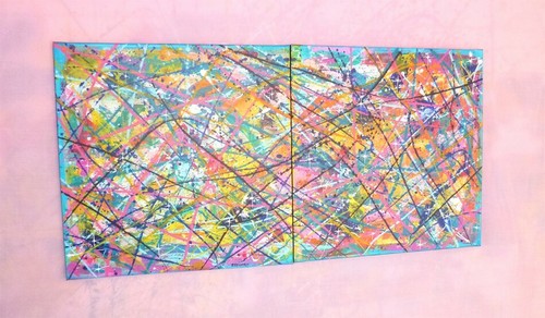 Tableau diptyque acrylique - tableau,