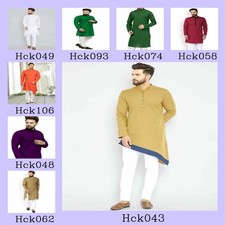 Hommes Kurta Avec Pyjama Garçons Indien Haut Solide Vêtement Coton
