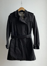Women Burberry Coat Trench Belted Mac Nova Check Vintage Brit Ladies Jacket US 6