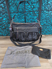 MZ Wallace Hayley Black Bedford Nylon 2 in 1 Bag Leather Trim & Cosmetic Bag