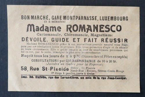 Carte visite madame romanesco - visite,