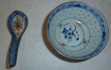 bol à soupe chinois en porcelaine à motifs de fleurs inspiré du 18éme siècle