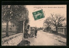 Old postcard Oak-Chenu, Entrance of Mary, Rue de l'Église 