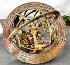 18" Solid Brass Armillary Sphere Vintage Nautical Astrolabe Globe Nautical Decor