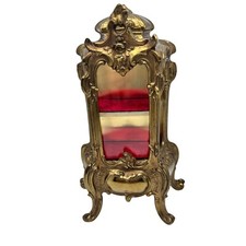 Miniature Gold Metal French Style Vitrine Plastic Shelf insert Red Velvet