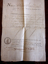 1794 certificate for French soldier prisoner of war reddition du Quesnoy