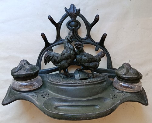 Ancien double encrier art - ancien,