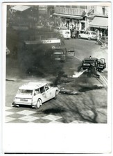 Photo silver print - car fire accident - Paris police circa 1965