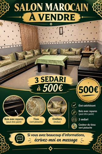 Salon marocain sedari vert - sedari,