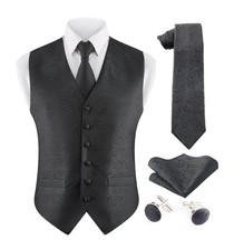 Hommes Affaires Gilet Cachemire Smoking Mariage Danse Tenue Cravate Boutons